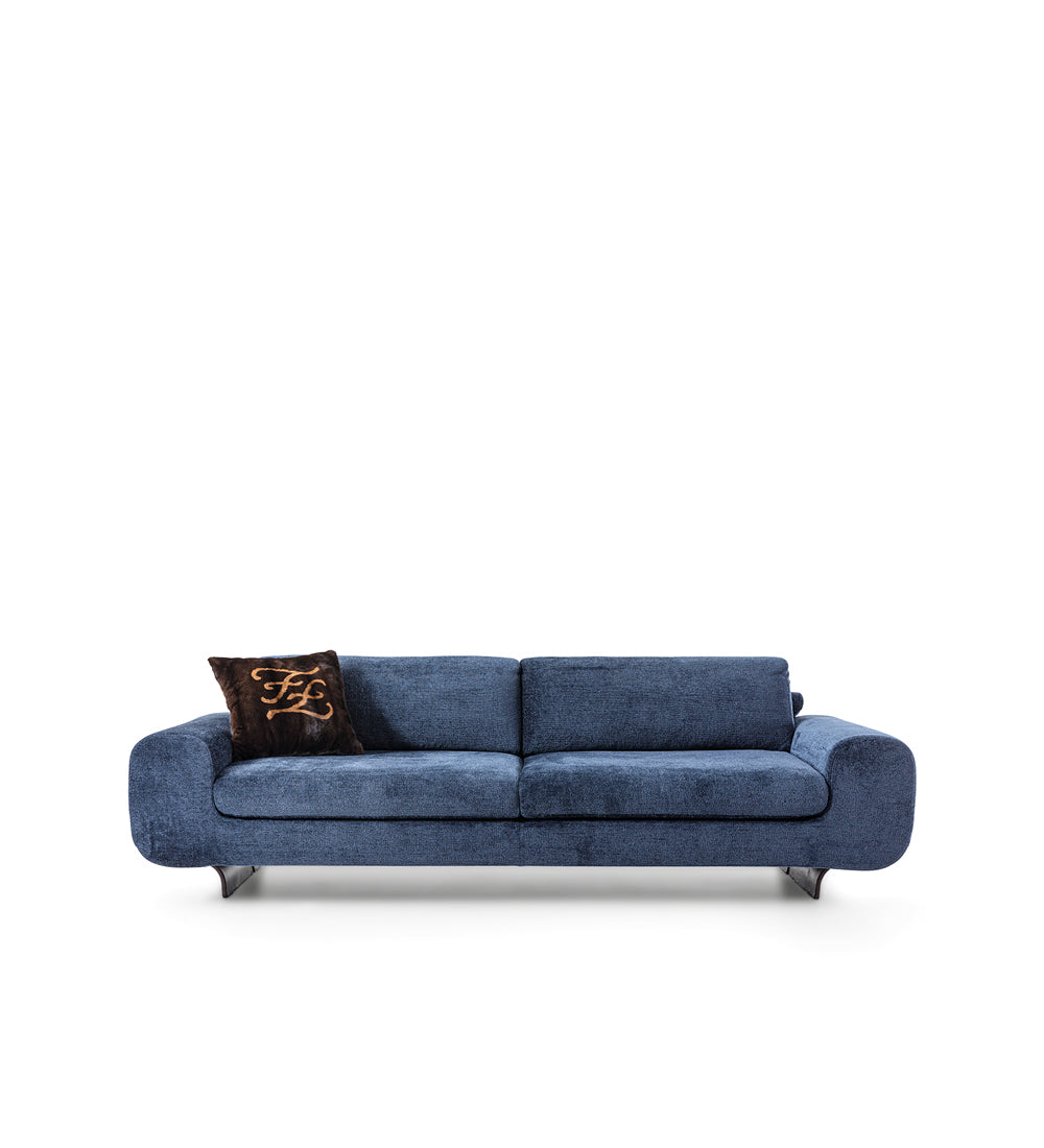 Luxury modular sofa with fabric upholstery and leather details, contemporary Italian design furniture, Fendi Casa