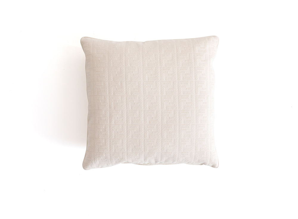 FF logo patterned cushion in color chalk, reflecting luxury design elegant furniture Fendi Casa