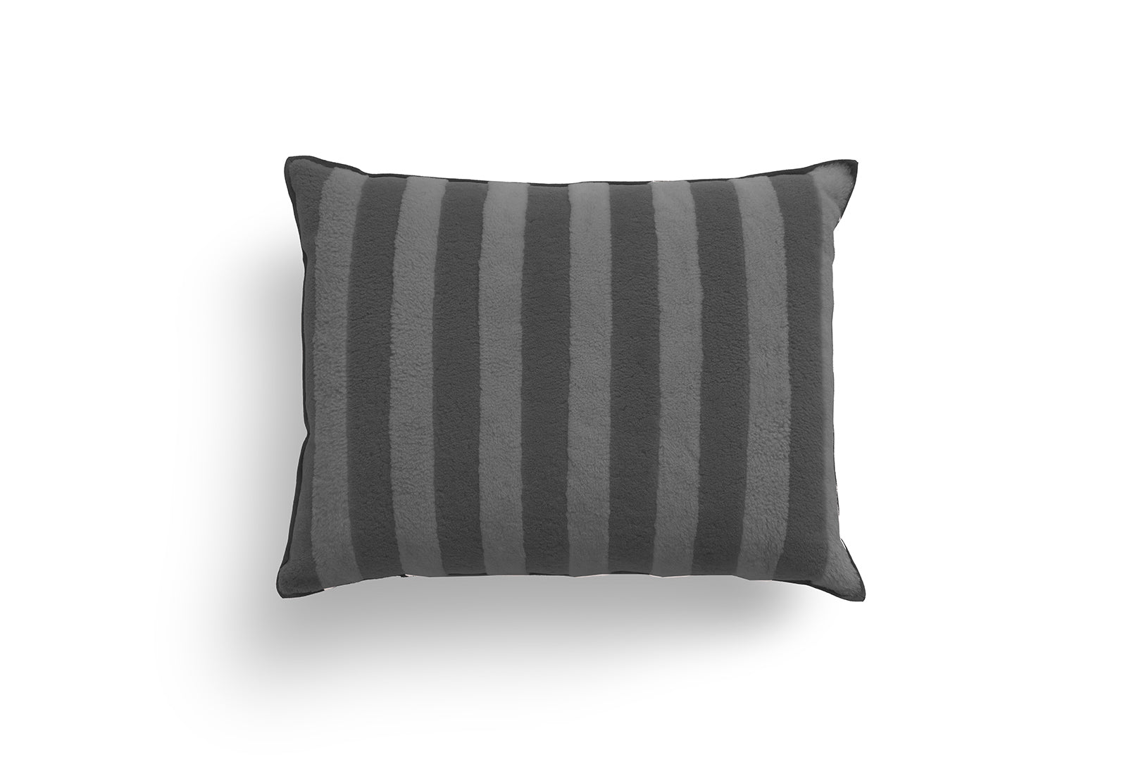 Luxury Fur Cloud Pequin cushion in grey tones with striped design, sophisticated furniture accent Fendi Casa