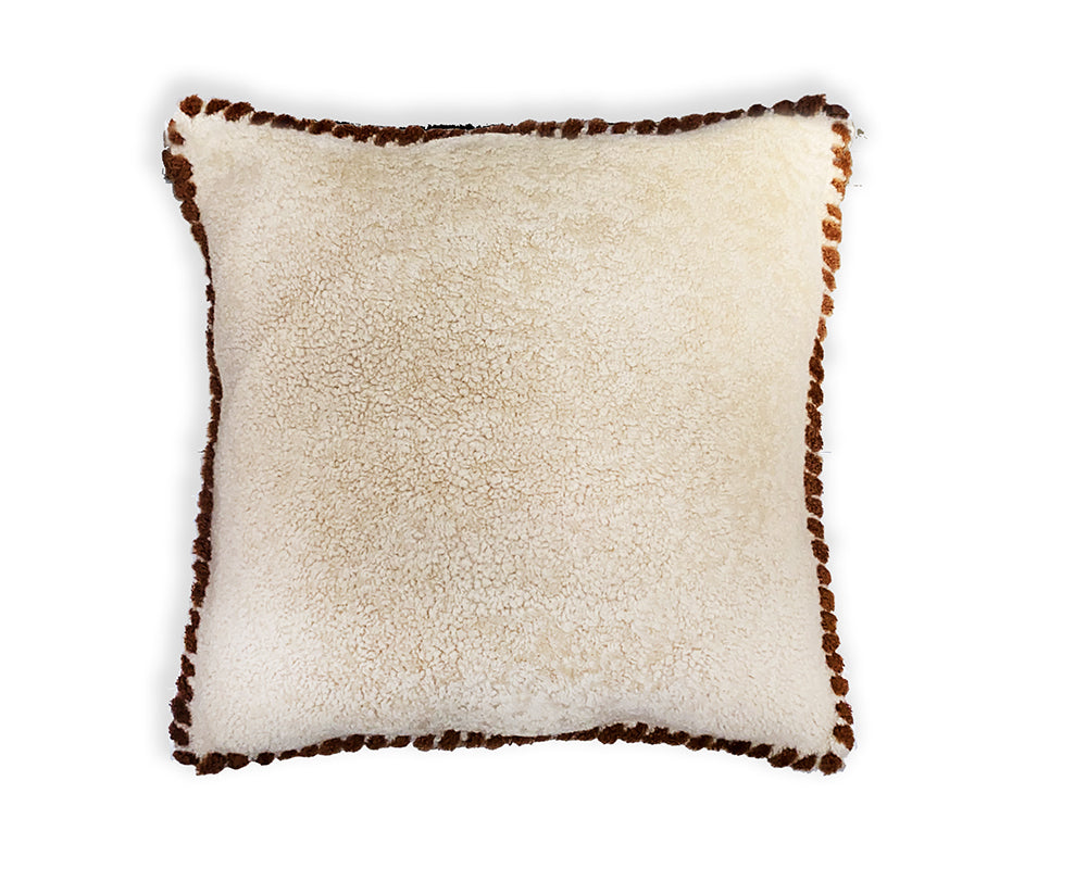 Luxury fur cushion with soft ivory texture and contrasting trim, elegant interior design furniture, Fendi Casa